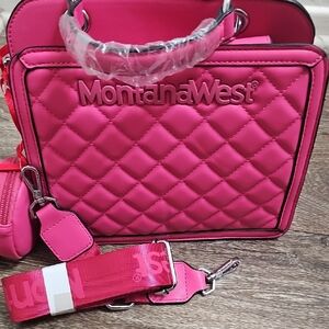 Montana West Fuchsia Quilted Crossbody Bag